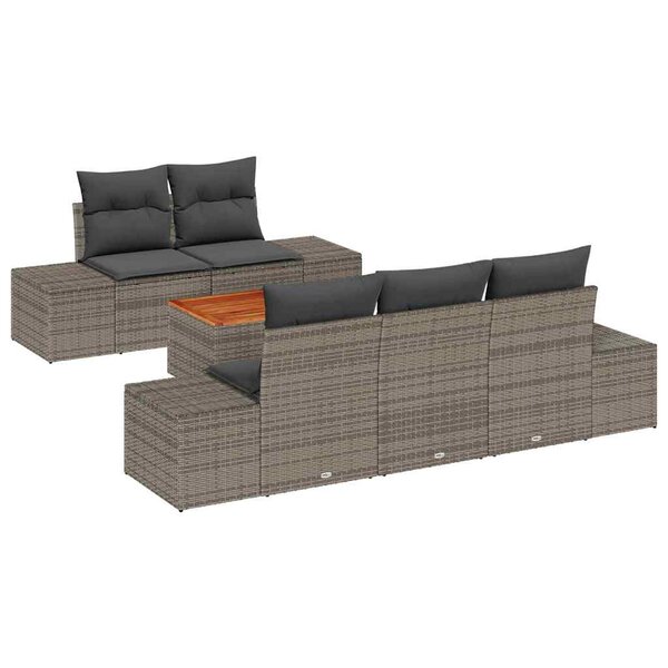vidaXL Ensemble de canapé de jardin 6 Pièces Gris