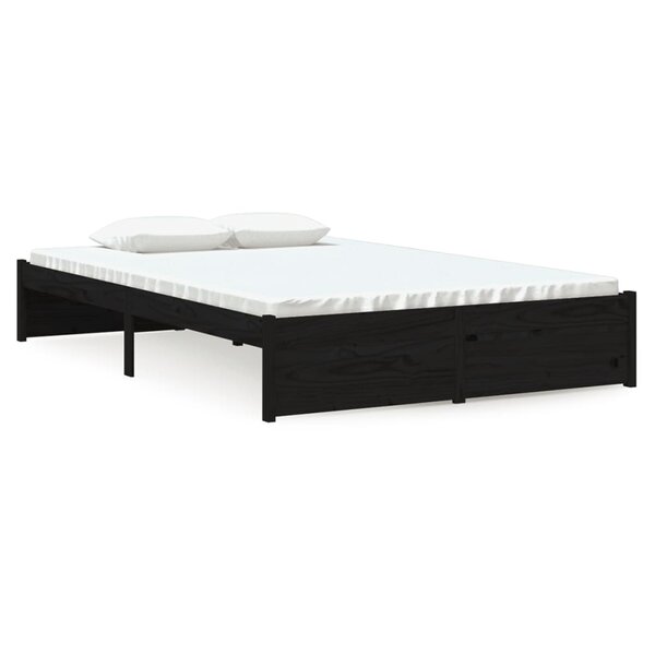 vidaXL Cadre de lit sans matelas noir bois massif 120x190 cm