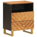 vidaXL Table de chevet marron et noir 50x33x60 cm bois manguier solide