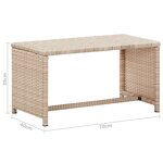 vidaXL Table basse beige 70x40x38 cm résine tressée