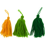 Pompon houppe en laine camaieu vert 8cm 3 pièces