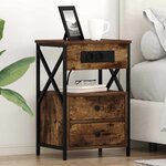 vidaXL Cabinet de chevet Chêne fumé 40 x 31 x 60 cm Bois d'ingénierie