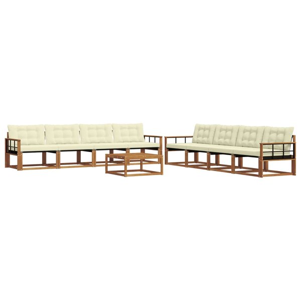 vidaXL Ensemble de canapés d'extérieur 9 Pièces Naturel et Crème