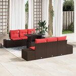 vidaXL Ensemble de Canapés 7 Pièces Marron et rouge polyrotin