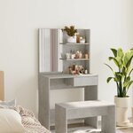 vidaXL Coiffeuse avec miroir Gris béton 74 5x40x141 cm
