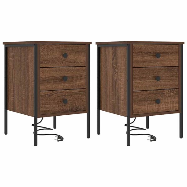vidaXL Cabinet de chevet 2 Pièces Chêne marron 42 x 41 x 61 cm