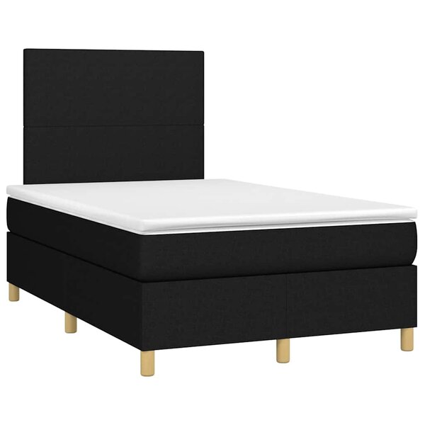 vidaXL Sommier à lattes de lit avec matelas noir 120x190 cm tissu