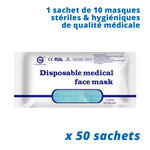 Lot de 500 masques chirurgicaux de qualité médicale - Bleu - Type I - Norme CE