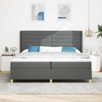 vidaXL Lit à ressorts avec matelas Gris foncé 200 x 200 cm tissu