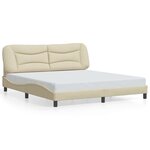 vidaXL Cadre de lit avec LED sans matelas Hvar crème 180x200 cm tissu