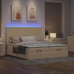 VidaXL Cadre de lit ottoman avec matelas crème 200x200cm tissu