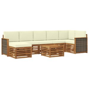 vidaXL Ensemble de canapés d'extérieur 7 Pièces Naturel et Crème