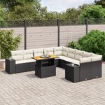 vidaXL Salon de jardin 11 Pièces avec coussins noir résine tressée