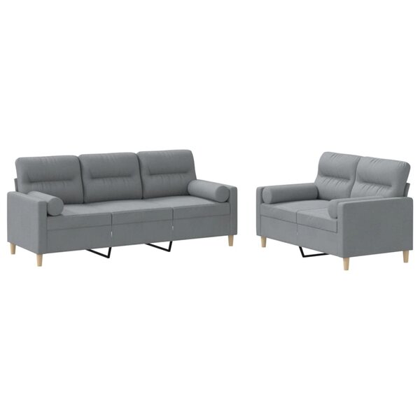 vidaXL Ensemble de canapés 2 Pièces coussins gris clair tissu