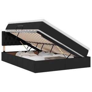 vidaXL Lit avec rangement et LED avec matelas Noir 140 x 190 cm tissu
