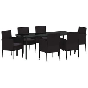 vidaXL Ensemble de salle à manger pour jardin 7 Pièces Noir polyrotin