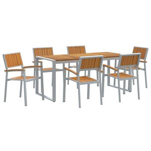 vidaXL Ensemble de salle à manger pour jardin 7 pc Gris