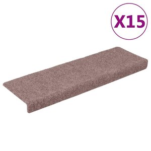 vidaXL Tapis d'escalier autocollants 15 pièces 65 x 21 x 4 cm Crème Bord rectangulaire