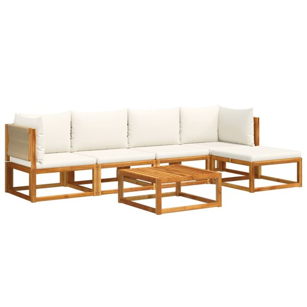 vidaXL Ensemble de canapés de jardin 6 pièces avec coussins en bois d'acacia et corde
