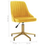 vidaXL Chaises pivotantes à manger lot de 2 Jaune Velours