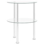 vidaXL Table d'appoint 2 niveaux Transparent 38 cm Verre trempé