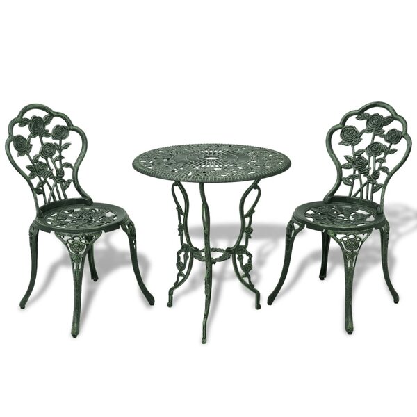 vidaXL Ensemble de bistro 3 Pièces Aluminium coulé Vert