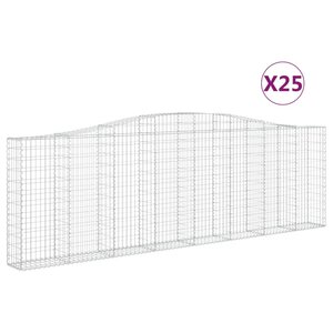 vidaXL Paniers à gabions arqués 25 Pièces 400x30x120/140 cm Fer galvanisé