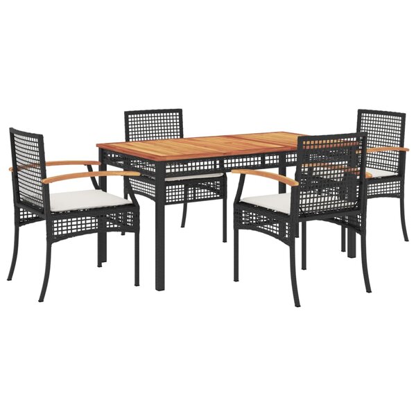 vidaXL Ensemble à manger de jardin coussins 5Pièces Noir Résine tressée