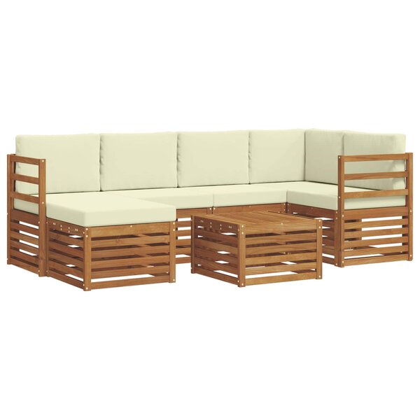 vidaXL Ensemble de canapé d'angle avec coussin 7 Pièces Naturel et Crème