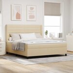 vidaXL Lit à ressort LED avec matelas Crème 180 x 200 cm tissu