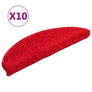 vidaXL Tapis d'escalier 10 pièces 56 x 17 x 3 cm Rouge Demi-rond