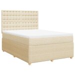 vidaXL Sommier à lattes de lit avec matelas Crème 140x200 cm Tissu