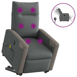 vidaXL Fauteuil inclinable de massage électrique Gris foncé Tissu
