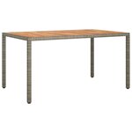 vidaXL Table de jardin 150x90x75 cm Résine tressée bois d'acacia Gris