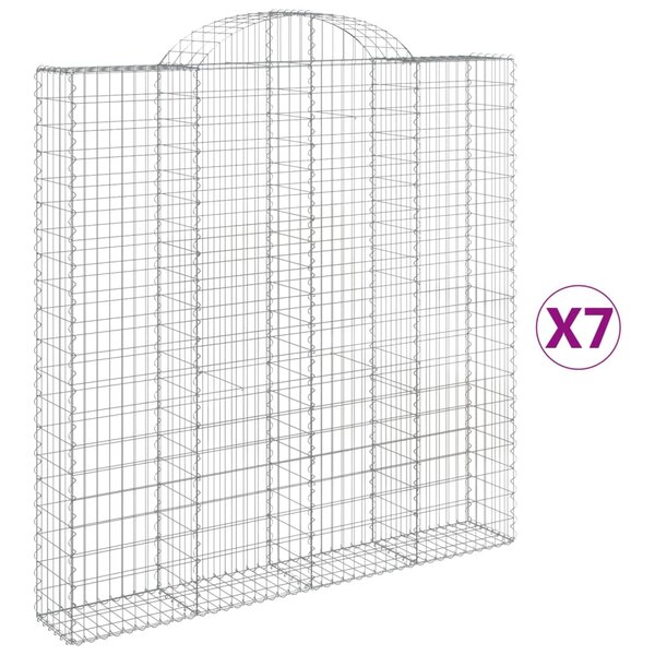 vidaXL Paniers à gabions arqués 7 Pièces 200x30x200/220 cm fer galvanisé