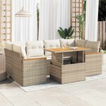 vidaXL Salon de jardin 6 Pièces avec coussins beige résine tressée acacia