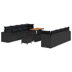 vidaXL Ensemble de canapé de jardin 11 Pièces Noir 90 x 55 x 71 cm