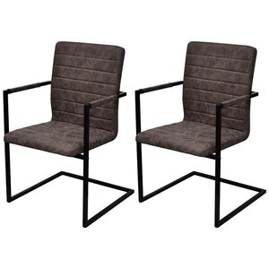 vidaXL Chaises à manger cantilever lot de 2 marron foncé similicuir
