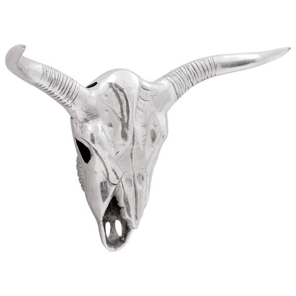 Cabeza de toro montada en la pared vidaXL Plata 49x10x36 cm Aluminium