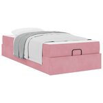 vidaXL Cadre de lit avec matelas Rose 90 x 190 cm Velours