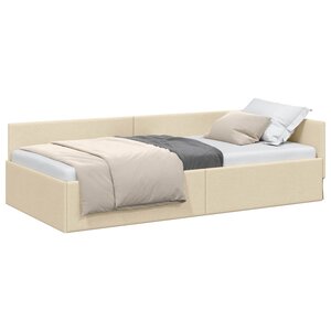vidaXL Cadre de lit d'angle Crème 80 x 200 cm tissu