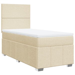 vidaXL Sommier à lattes de lit et matelas Crème 90x190 cm Tissu