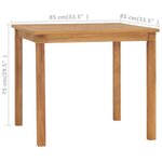 vidaXL Table à dîner de jardin 85x85x75 cm Bois de teck massif