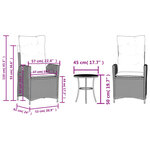 vidaXL Ensemble de bistro 3 Pièces avec coussins marron résine tressée