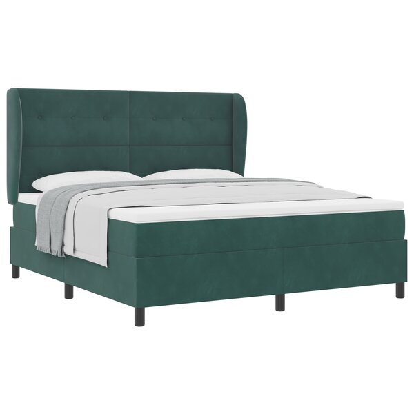 Lit à ressort vidaXL avec matelas Vert foncé 180x200 cm Velours