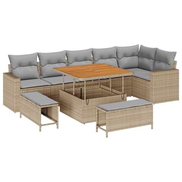 vidaXL Ensemble de canapé de jardin Manuel 9 Pièces beige et gris clair