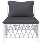 vidaXL Canapé central de jardin avec coussins blanc tissu tissé