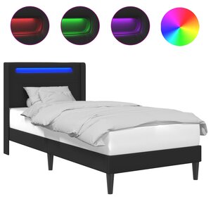 vidaXL Cadre de lit avec bandes LED Noir 100 x 200 cm Simili cuir