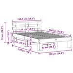 vidaXL Cadre de lit avec tête de lit 135x190 cm bois massif pin