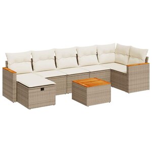 vidaXL Salon de jardin avec coussins 8 Pièces beige résine tressée
